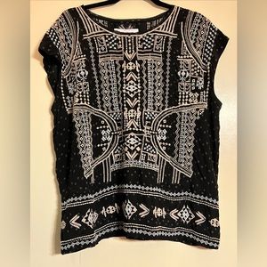 BIYA Johnny Was Heavily  Embroidered Boho Tunic Shirt  Size Small